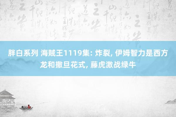 胖白系列 海贼王1119集: 炸裂， 伊姆智力是西方龙和撒旦花式， 藤虎激战绿牛