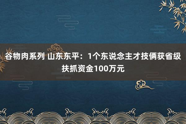 谷物肉系列 山东东平：1个东说念主才技俩获省级扶抓资金100万元