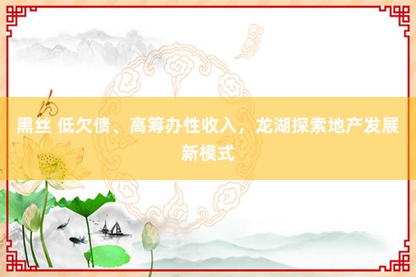 黑丝 低欠债、高筹办性收入，龙湖探索地产发展新模式