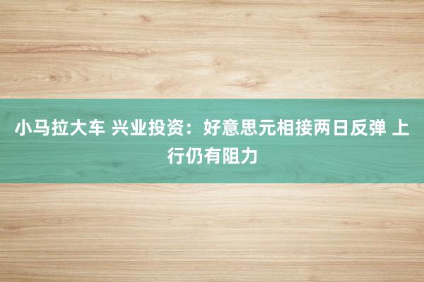 小马拉大车 兴业投资：好意思元相接两日反弹 上行仍有阻力