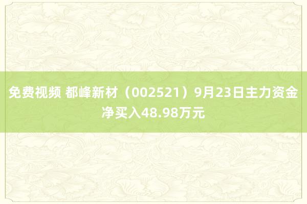 免费视频 都峰新材（002521）9月23日主力资金净买入48.98万元