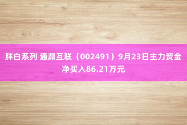 胖白系列 通鼎互联（002491）9月23日主力资金净买入86.21万元