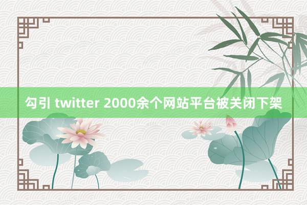 勾引 twitter 2000余个网站平台被关闭下架