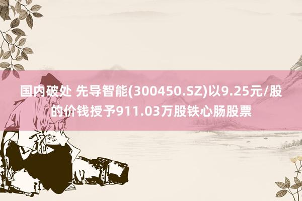 国内破处 先导智能(300450.SZ)以9.25元/股的价钱授予911.03万股铁心肠股票