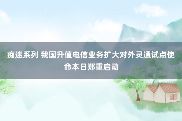 痴迷系列 我国升值电信业务扩大对外灵通试点使命本日郑重启动