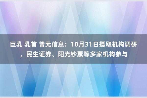 巨乳 乳首 普元信息：10月31日摄取机构调研，民生证券、阳光钞票等多家机构参与