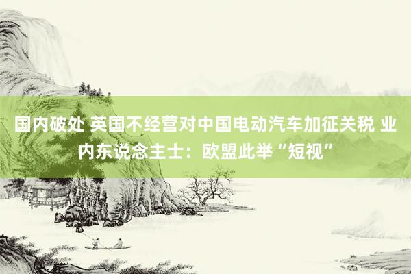 国内破处 英国不经营对中国电动汽车加征关税 业内东说念主士：欧盟此举“短视”