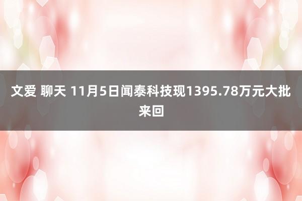 文爱 聊天 11月5日闻泰科技现1395.78万元大批来回