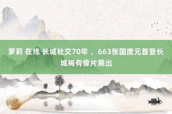 萝莉 在线 长城社交70年 ，663张国度元首登长城稀有像片展出