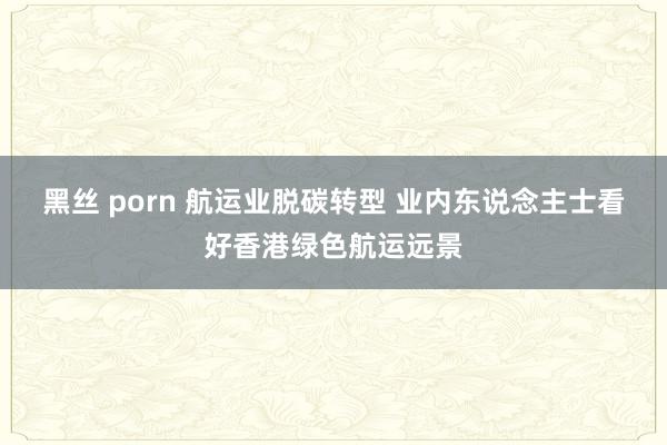 黑丝 porn 航运业脱碳转型 业内东说念主士看好香港绿色航运远景