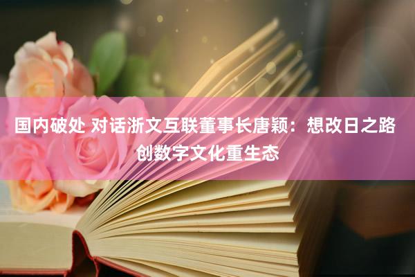 国内破处 对话浙文互联董事长唐颖：想改日之路 创数字文化重生态