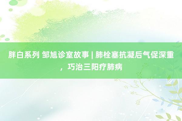 胖白系列 邹旭诊室故事 | 肺栓塞抗凝后气促深重，巧治三阳疗肺病