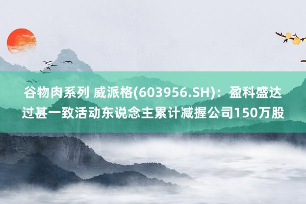 谷物肉系列 威派格(603956.SH)：盈科盛达过甚一致活动东说念主累计减握公司150万股