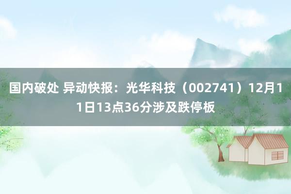 国内破处 异动快报：光华科技（002741）12月11日13点36分涉及跌停板