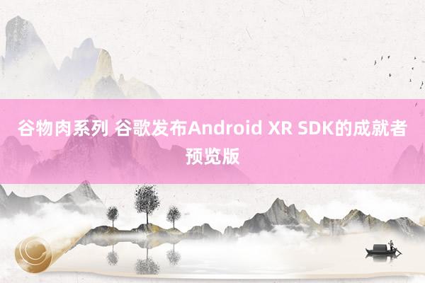 谷物肉系列 谷歌发布Android XR SDK的成就者预览版