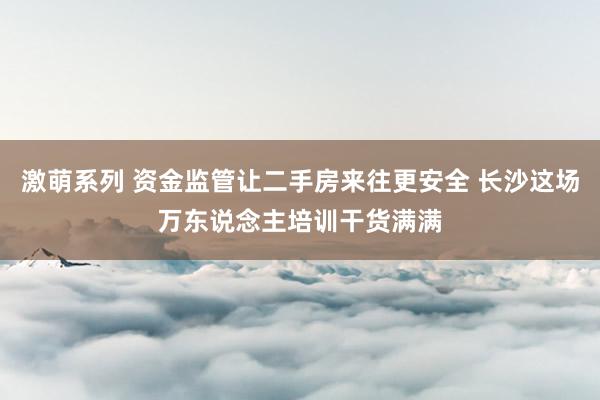 激萌系列 资金监管让二手房来往更安全 长沙这场万东说念主培训干货满满