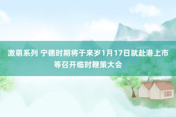 激萌系列 宁德时期将于来岁1月17日就赴港上市等召开临时鞭策大会