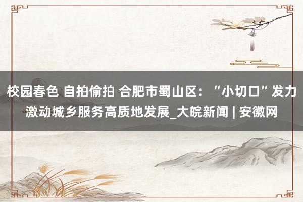 校园春色 自拍偷拍 合肥市蜀山区：“小切口”发力激动城乡服务高质地发展_大皖新闻 | 安徽网