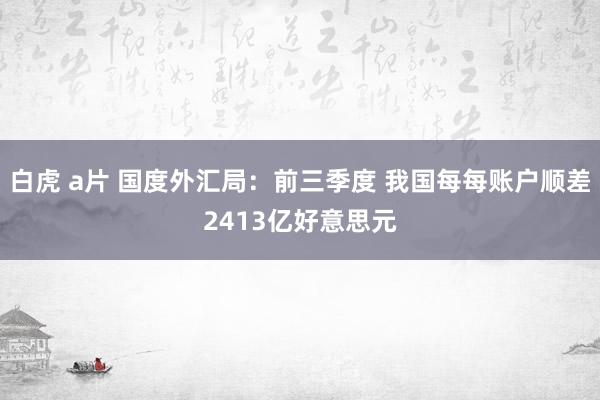 白虎 a片 国度外汇局：前三季度 我国每每账户顺差2413亿好意思元