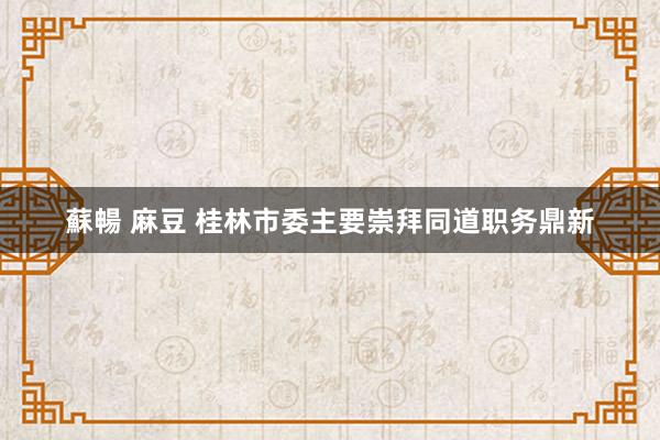 蘇暢 麻豆 桂林市委主要崇拜同道职务鼎新