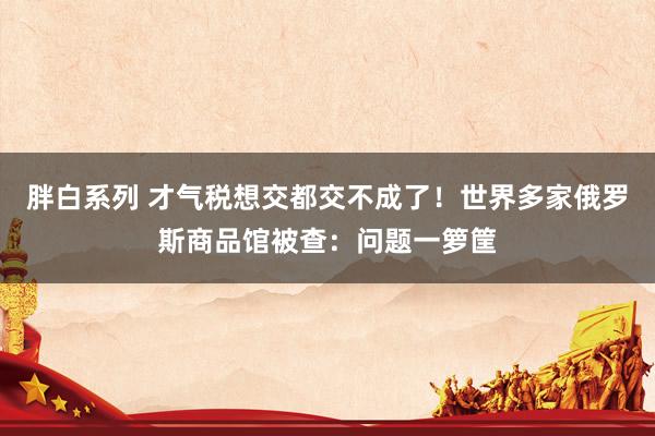 胖白系列 才气税想交都交不成了！世界多家俄罗斯商品馆被查：问题一箩筐