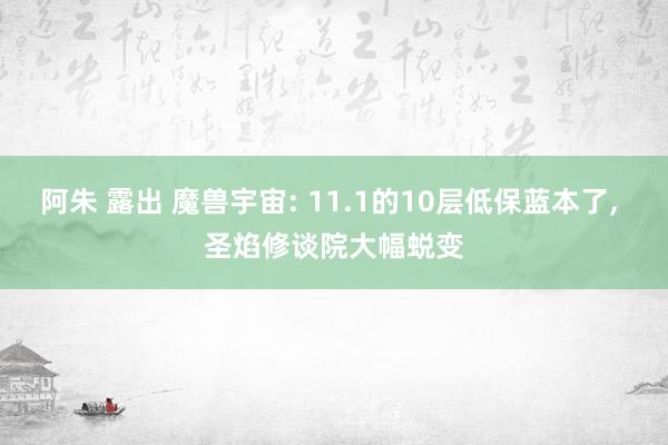 阿朱 露出 魔兽宇宙: 11.1的10层低保蓝本了， 圣焰修谈院大幅蜕变