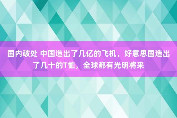 国内破处 中国造出了几亿的飞机，好意思国造出了几十的T恤，全球都有光明将来