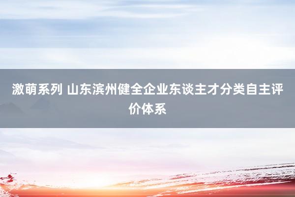 激萌系列 山东滨州健全企业东谈主才分类自主评价体系