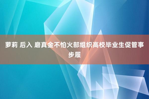 萝莉 后入 磨真金不怕火部组织高校毕业生促管事步履