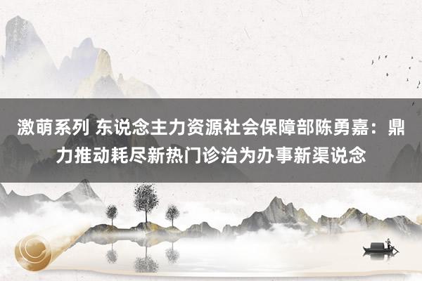 激萌系列 东说念主力资源社会保障部陈勇嘉：鼎力推动耗尽新热门诊治为办事新渠说念